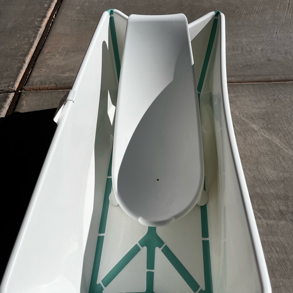 White Baby Bath Tub with Green Accents